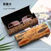 Estojo para Óculos com Estampa em Estilo Chinês, Artístico Retrô Portátil Anti-Pressão Estojo para Óculos com Grão de Madeira, Estojo para Óculos em Estoque