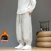 Pantalones de pana de pierna ancha con puños elásticos, adecuados para primavera y otoño, con estampado de cuadros, diseño retro estilo chino y corte holgado, oversized para hombre