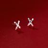 Nalan Plata Esterlina S925 Pendientes Geométricos Pequeños Frescos Pendientes Pequeños Simples de Cruz M05709