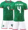 26 México Casa Nº. 14 Camisa 11 Jimenez 9 Raul Camisa de Futebol Camisa Infantil Adulto