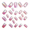Puntas de Uñas Postizas Portátiles Chapadas en Oro Rosa Aurora, Pegatinas para Uñas Cuadradas de Longitud Media, Pegatinas para Uñas Removibles