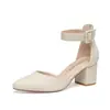 Sapatos de Salto Único para Primavera e Verão, Bico Fino, Salto Grosso Vazado, Salto Alto, Sandálias de Dedo com Fivelas, Moda para Banquete e Estilo Simples