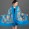 Xale Bordado Exquisito Nepalês Bordado Vermelho de Casamento Imitação de Caxemira Lenço Estilo Étnico Chinês Uso Duplo para Mulheres