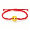 Dinero de los Cinco Emperadores 999 Oro de Pie Cuentas de Transferencia de Oro Pulsera de Oro Puro Dinero de la Suerte Año Cuerda Roja Cadena de Pie DIY para Hombres y Mujeres