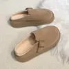 Mules Femininas Casuais de Plataforma com Solado Grosso, Estilo Novo Primavera 2026, com Forro de Lã