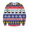 Venta directa de comercio exterior transfronteriza popular Europa y Estados Unidos hombres y mujeres impresión digital 3D copo de nieve navideño suéter de manga larga con cuello redondo para hombre