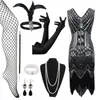 S-4XL Nuevo Conjunto de Producto Retro Europeo y Americano Estilo Años 1920 Fiesta Gatsby Vestido de Noche Vestido con Lentejuelas Perlas y Flecos