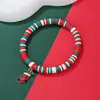 Set de pulseras de arcilla blanda navideñas transfronterizas europeas y americanas, pulsera navideña con colgante de aleación de campana de Papá Noel al por mayor