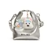 Bolsa Infantil Outono e Inverno Nova Retrô Couro a Óleo Mini Bolsa de Mão Filhote Fofo Bolsa Meia-Lua Orelha Fone de Ouvido Batom Bolsa Transversal