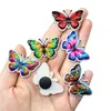 Pingentes coloridos de borboleta em borracha macia de PVC com impressão UV, acessórios decorativos personalizados para sapatos em pintura a óleo colorida