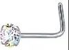 Tachuelas para nariz de acero inoxidable con forma de corazón y estrella más vendidas transfronterizas, barra en S, barra en L, barra curva, joyería para nariz incrustada con diamantes, al por mayor en stock