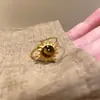 Anel Aberto Geométrico Irregular de Pedra Olho de Tigre Moda Retro Índice Maillard Anel de Dedo Joia de Nicho de Luxo para Mulheres