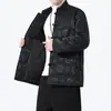 Jaqueta de Algodão Estilo Tang Chinesa Inverno 2025 Casaco Casual Tendência Retrô Masculino Espesso Quente Tamanho Grande