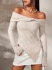 Venta caliente de AliExpress ropa nueva de otoño e invierno 2023 para mujer color liso manga larga escote Bardot dobladillo irregular top para mujer