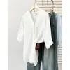 Camisa Elegante Ligera de Verano para Mujer Tallas Grandes, Nuevo Estilo, con Adorno de Encaje, Cuello en V y Mangas Cortas, Top Talla Grande 100kg 0116