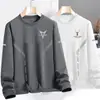 Sudadera para hombre, nuevo estilo primavera y otoño, cuello redondo, corte holgado, engrosada, top tipo jersey sin capucha, chaqueta de manga larga para hombre, versátil