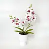 2 tallos con 9 flores artificiales de orquídea Phalaenopsis en maceta para decoración del hogar, arreglo de flores artificiales para decoración de sala de estar interior y mueble de TV
