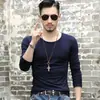 Suministro Directo de Fábrica camiseta de manga larga para hombre de primavera y otoño Cuatro Estaciones versión Nacional ajustada de color con cuello en V camiseta interior ropa para hombre talla grande