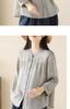 Moda Verão Versátil Camisa de Algodão com Manga Três Quartos para Mulheres, Corte Amplo, Emagrecedor, Casual, Leve, Blusa de Algodão e Linho com Proteção Solar