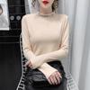 Design de Moda Sense Chique Gola Semi-alta Camisa Básica Feminina Outono e Inverno Novo Veludo Escovado Dupla Face Top Engrossado para Mulheres