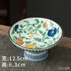 Bandeja de chá chinesa vintage azul e branca pé alto prato de frutas pequeno prato lanche chinês sobremesa tigela de frutas secas bandeja de cerâmica