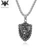 Collar de acero de titanio con colgante de escudo retro europeo y americano de San Miguel Arcángel de Amazon transfronterizo para hombre, entrega de joyas