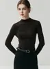 Suéter de Lana Sin Costuras de una Pieza Lavable a Máquina para Mujer, Cuello Semi Alto, Tejido Fino, Prendas de Punto Ajustadas como Capa Base