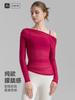 Cubierta de Yoga Plegada Deseo Puro Otoño Hombros Descubiertos Camiseta Deportiva Larga Manga Larga Malla Ligera Transpirable Ropa de Fitness