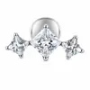 Aretes de aleación de titanio F136 para mujer, joyería para perforación corporal de circón cuadrado transfronteriza, pircings de labio, pircings de lengua, en stock al por mayor