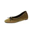 Zapatos Mary Jane Cuadrados Retro Franceses con Lazo Estampado de Leopardo para Mujer 2026 Otoño Corte Bajo Elevación Interna Zapatos de Calle para Viajar