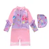 Nuevo Traje de Baño Infantil para Niñas de una Pieza Sirena Manga Larga Protección Solar para la Playa Traje de Baño para Surfear con Certificado CPC