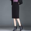 Saia de Lã Elegante Justa ao Corpo para Mulheres Outono e Inverno 2024 Novo Estilo Coreano Cintura Alta Reta Profissional One-Step Comprimento Médio