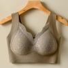 Sutiã push up com bojo fixo para mulheres, borda de renda nos seios, suporte superior sem costura, sem aro, costas com suporte anti-queda para mulheres