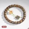 Pulsera de cuentas de sándalo verde de una sola vuelta, cuentas de corte recto de barril, cuentas de rosario, pulsera de texto para hombres y mujeres, cuentas de madera, DIY creativo