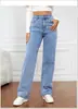 Jeans Feminino de Cintura Alta Mais Vendido da Amazon na Europa e América, Lavagem Clara Solto de Perna Larga Tamanho Grande Casual Reto
