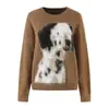 Ins estilo europeo y americano transfronterizo 2026 nueva moda elegante para ir al trabajo patrón de perro casual suéter pullover holgado