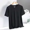Camiseta Esportiva Fina de Verão, Top Casual Elástico, Camisa Masculina de Manga Curta em Malha de Seda Gelada, Manga Meia Manga Solta