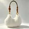 Bolso de Hombro Único para Mujer Estilo Chino Tendencia China Cuentas de Madera Bolso Dumpling Otoño/Invierno Nuevo Moda Personalizado Creativo Bolso de Axila