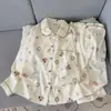 Nuevo conjunto de pijama cárdigan con cuello de muñeca y estampado de nubes, manga larga, pantalón largo, simple, sexy y dulce, ropa de estar suave