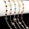 Cadena para Joyería DIY, Cadena de Flores, Trébol de Cuatro Hojas, Borde de Cobre Puro con Pedrería, Decoración de Cuello Antideslizante, Múltiples Colores Disponibles, Cadena de Pedrería