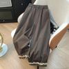 Tiro Real de Pantalones Anchos de Nueve Puntos con Recorte en la Oreja, Estilo Nuevo de Verano, Holgados, Artísticos, Versátiles, Pantalones Rectos Casuales para Mujer