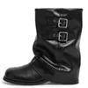 Botas vaqueras occidentales de cuero suave para mujer, estilo coreano retro de color liso con doble hebilla, para primavera y otoño de 2026