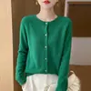 Outono de 2026 Novo Suéter de Tricô Cardigã Feminino Gola Redonda Solto Simples Peça Única Jaqueta Ponto Osmanthus