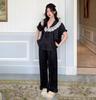 2025 Nuevo Estilo Coreano Pijama de Seda Hielo para Mujer Pijama Jacquard de Mariposa Cardigan Delgado Primavera y Verano Estilo Dulce Ropa de Casa
