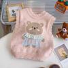 Colete Tricotado para Meninas Outono Novo Estilo Coreano Fashion Infantil Desenho Animado Colete de Bebê Roupa Exterior Primavera e Outono Transfronteiriço
