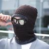 Chapéu de proteção auricular masculino inverno lã forrada boné cachecol uma peça engrossado ciclismo boné outono e inverno masculino proteção pescoço boné conjugado