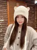 Gorro de Punto con Orejas de Oso para Mujer, Gorro de Lana para Protección de Orejas en Invierno, Engrosado y Cálido, Lindo y Versátil Gorro Envolvente