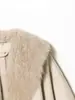 Comércio Exterior Transfronteiriço Moda Nova Outono e Inverno 2025 Versátil Elegante Lã Slim-Fit Lã de Lapela Dupla Casaco para Mulheres