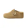 Pantufla exterior casual de terciopelo con plataforma gruesa, que aumenta la altura, para mujer, nuevo estilo otoño 2026, pantufla estilo Birkenstock