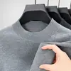 Suéter de Lana de Cuello Alto Medio para Hombre con Seda Nuevo Estilo Suéter de Punto Casual Versátil Moda Interior de Manga Larga Base de Alta Calidad